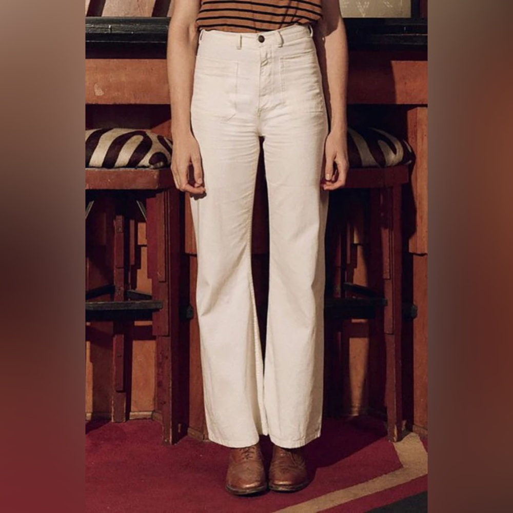 The GREAT. Womens 25 Creme High Waisted Straight Leg Pants